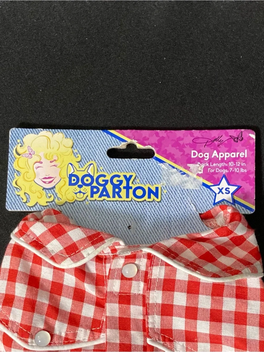 ⭐️ Dolly Parton Doggy Parton Red Gingham Dog Shirt Size XS For Dogs 7-10 lbs